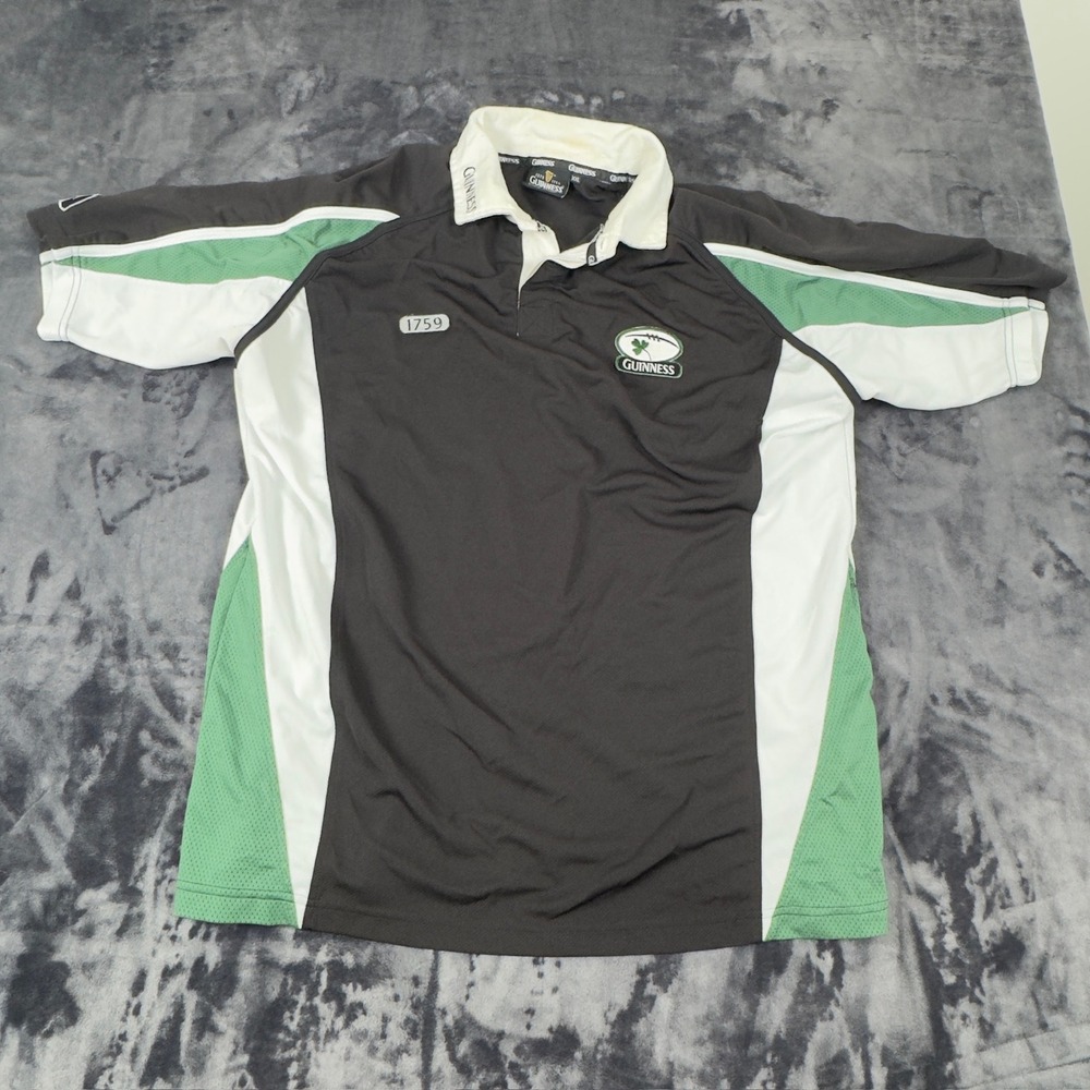 Guinness Rugby Shirt Mens‎ XXL Black Green 1759 Official Merchandise Polo